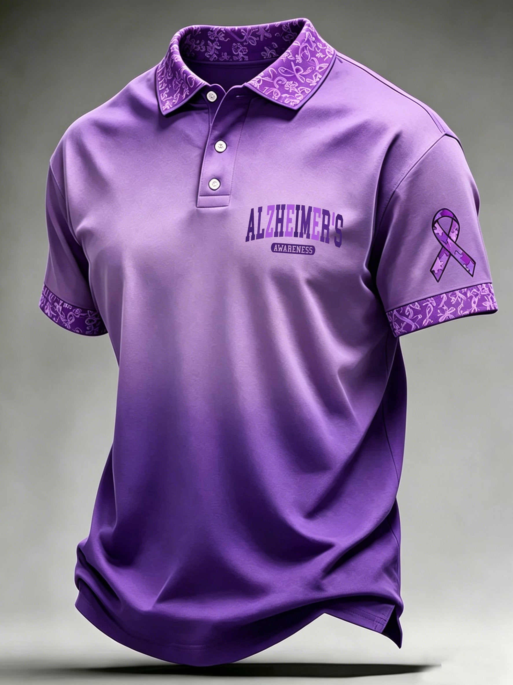 Men's Alzheimer's Awareness Printed Polo Shirt